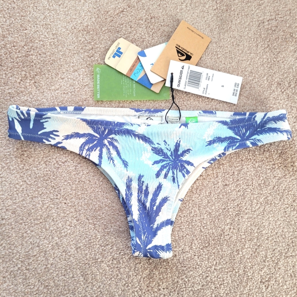 Quiksilver bikini bottom blue palm - NWT